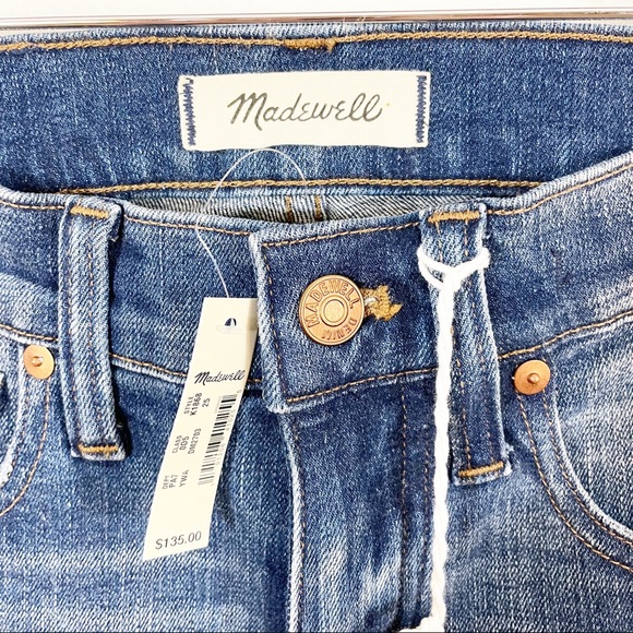 MADEWELL 9” High Rise Skinny Jean NWT 25 Raw Hem Distressed Slit Knee - Picture 4 of 11